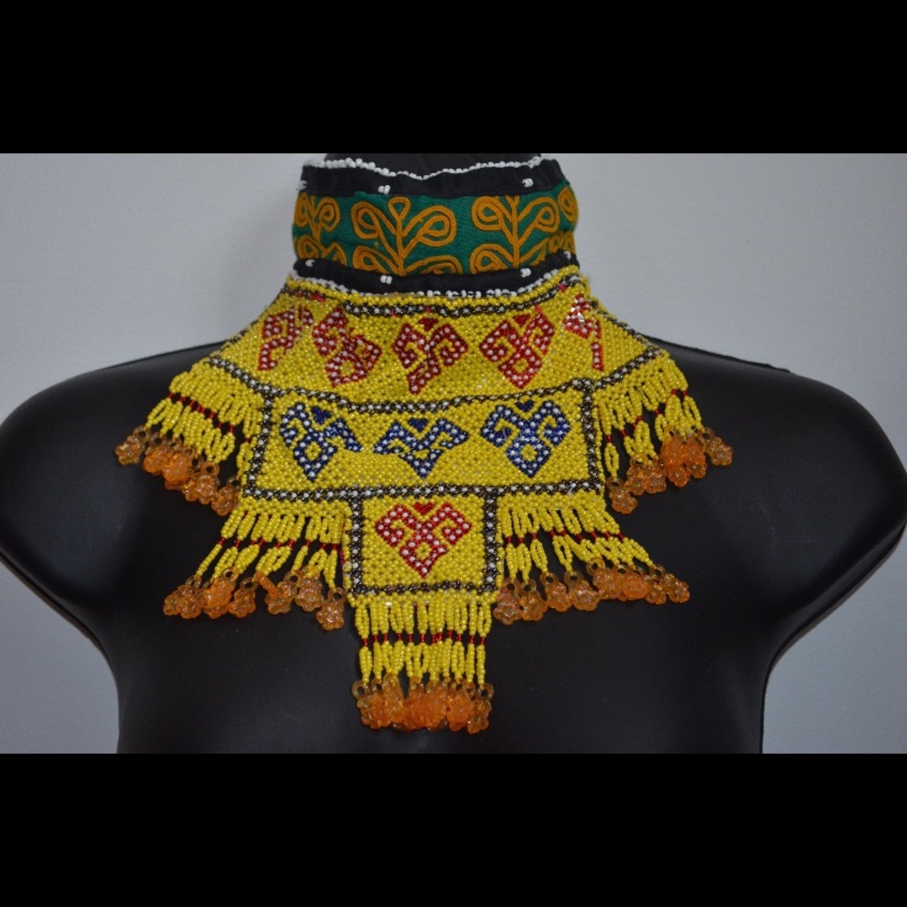 Vintage Handmade Beaded Afghan Necklace Choker